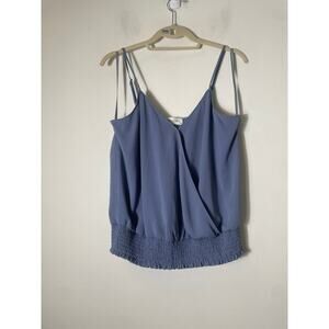Pants Store Soft Blue Spaghetti Strap Cross Over Blouson Top Sz M